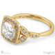 cushion leaf halo lab grown diamond engagement ring yellow gold with 9k yellow gold metal and cushion shape diamond