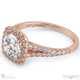 a split band halo engagement ring rose gold with 18k rose gold metal and round shape diamond
