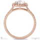 a split band halo engagement ring rose gold with 18k rose gold metal and round shape diamond