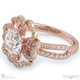the petal heart halo lab grown diamond engagement ring rose gold with 18k rose gold metal and round shape diamond