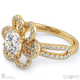 heart halo split band natural diamond engagement ring yellow gold with 9k yellow gold metal and round shape diamond
