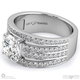 multi row pave setting split band round natural diamond engagement ring white gold with 9k white gold metal and round shape diamond