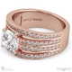 multi row pave setting split band round lab grown diamond engagement ring rose gold with 18k rose gold metal and round shape diamond