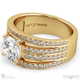 multi row pave setting split band round lab grown diamond engagement ring yellow gold with 9k yellow gold metal and round shape diamond