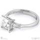 baguette princess cut 3 stone natural diamond engagement ring platinum with platinum metal and princess shape diamond