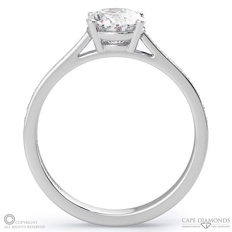 oval solitaire natural diamond pavé ring white gold with 9k white gold metal and oval shape diamond
