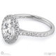 oval lab grown diamond halo cathedral lab grown diamond engagement ring white gold with pavé side diamonds with 18k white gold metal and oval shape diamond