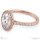 oval natural diamond halo cathedral natural diamond engagement ring rose gold with pavé side natural diamonds with 9k rose gold metal and oval shape diamond