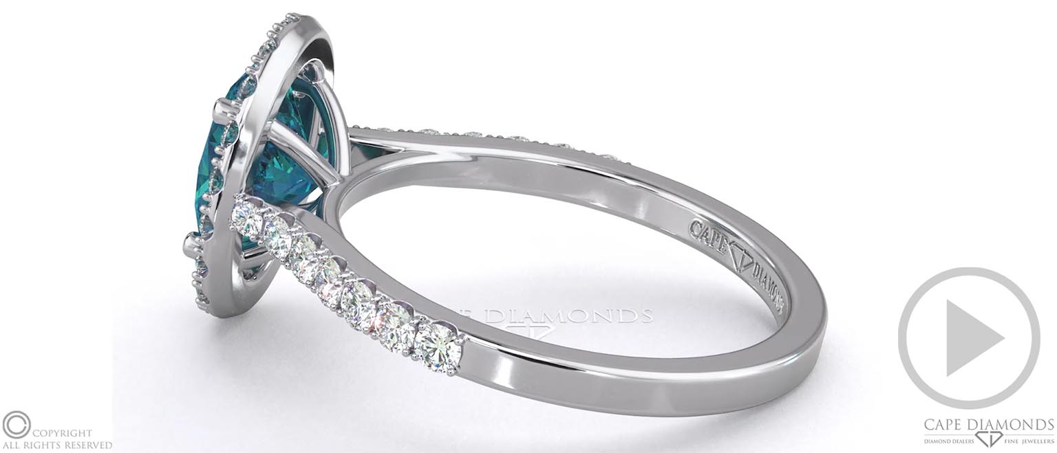 Alexandrite Oval Halo Engagement Ring White Gold top video