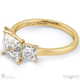 princess cut trilogy lab grown diamond engagement ring yellow gold with 9k yellow gold metal and princess shape diamond