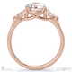 trilogy round pear side stones natural diamond engagement ring rose gold with 9k rose gold metal and round shape diamond