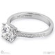 four claw pave band lab grown diamond engagement ring white gold with 18k white gold metal and round shape diamond