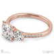 round lab grown diamond trilogy pavé set engagement ring rose gold with 18k rose gold metal and round shape diamond