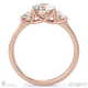 round lab grown diamond trilogy pavé set engagement ring rose gold with 18k rose gold metal and round shape diamond