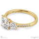 round natural diamond trilogy pavé set engagement ring yellow gold with 18k yellow gold metal and round shape diamond