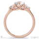 natural diamond trilogy engagement ring rose gold with 9k rose gold metal and round shape diamond