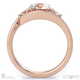 a 3 stone twist natural diamond split band engagement ring rose gold with 9k rose gold metal and round shape diamond