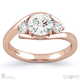 a 3 stone twist natural diamond split band engagement ring rose gold with 9k rose gold metal and round shape diamond