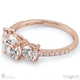 lab grown diamond micro pavé trilogy engagement ring rose gold with 18k rose gold metal and round shape diamond