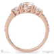 lab grown diamond micro pavé trilogy engagement ring rose gold with 18k rose gold metal and round shape diamond