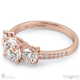 lab grown diamond pavé trilogy engagement ring rose gold with 18k rose gold metal and round shape diamond
