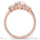 lab grown diamond pavé trilogy engagement ring rose gold with 18k rose gold metal and round shape diamond