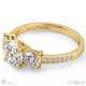 natural diamond pavé trilogy engagement ring yellow gold with 9k yellow gold metal and round shape diamond