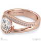 twisted curved split band round pavé natural diamond engagement ring rose gold with 9k rose gold metal and round shape diamond
