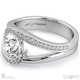 twisted curved split band round pavé natural diamond engagement ring platinum with platinum metal and round shape diamond