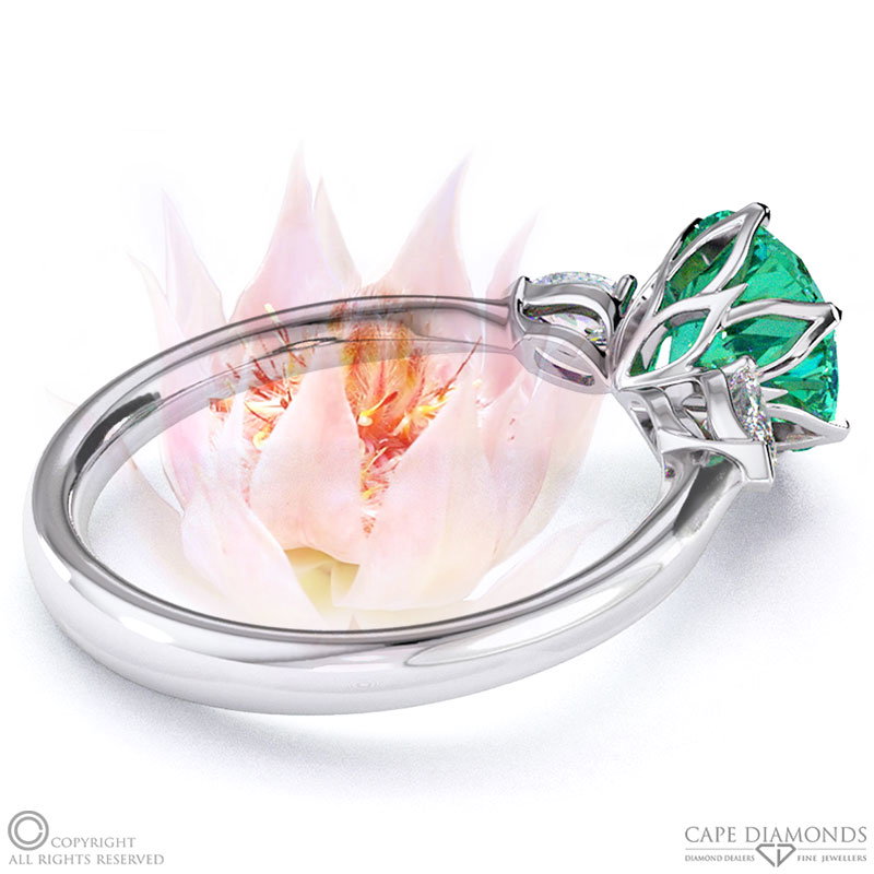 Blushing Bride Fynbos Tourmaline Round Trillogy Engagement Ring White Gold