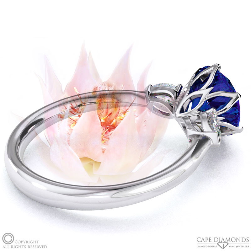 Blushing Bride Fynbos Tanzanite Round Trillogy Engagement Ring White Gold