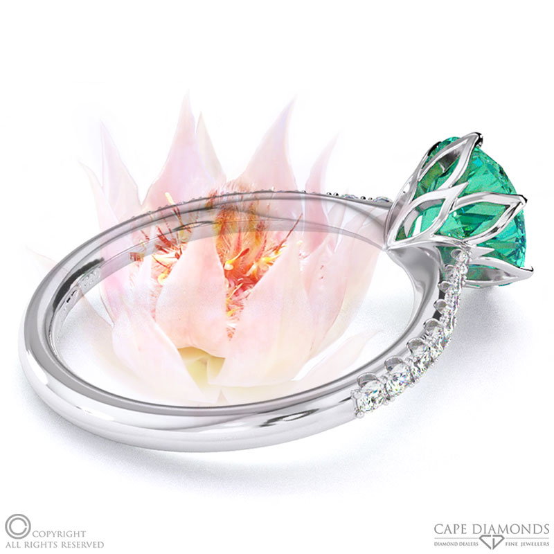 Blushing Bride Fynbos Tourmaline Round Side Stone Engagement Ring White Gold