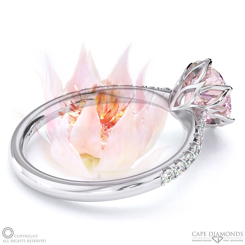 Blushing Bride Fynbos Morganite Round Side Stone Engagement Ring White Gold