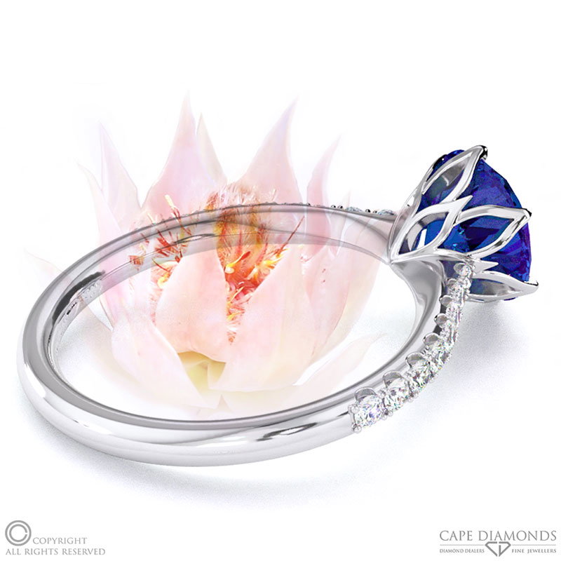 Blushing Bride Fynbos Tanzanite Round Side Stone Engagement Ring White Gold