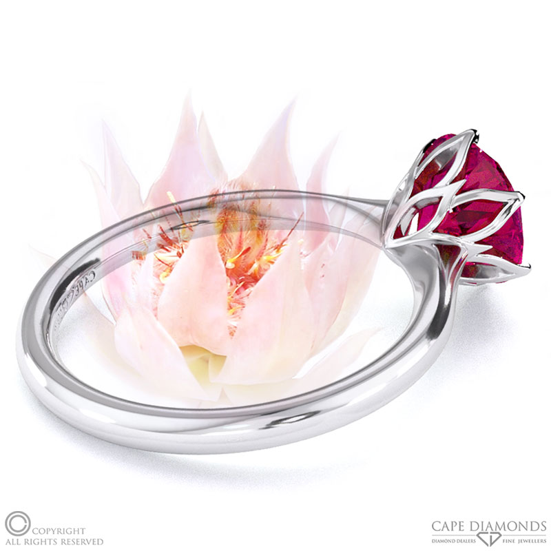 Blushing Bride Fynbos Ruby Round Solitaire Engagement Ring White Gold