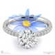 daisy pave natural diamond engagement ring white gold with 18k white gold metal and round shape diamond