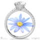 daisy pave natural diamond engagement ring white gold with 18k white gold metal and round shape diamond