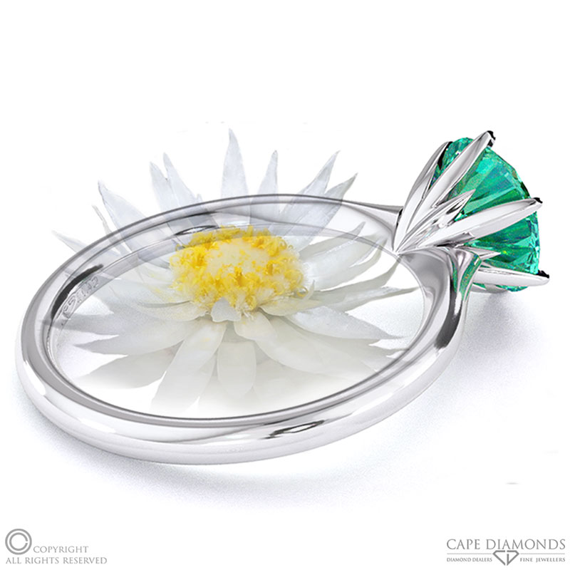 Everlasting Flower Fynbos Tourmaline Round Solitaire Engagement Ring White Gold