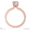 morganite engagement ring with hidden halo and side stones rose gold with 18k rose gold metal and oval shape diamond