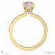 pink lab grown diamond four claw hidden halo side diamond engagement ring yellow gold with 9k yellow gold metal and oval shape diamond