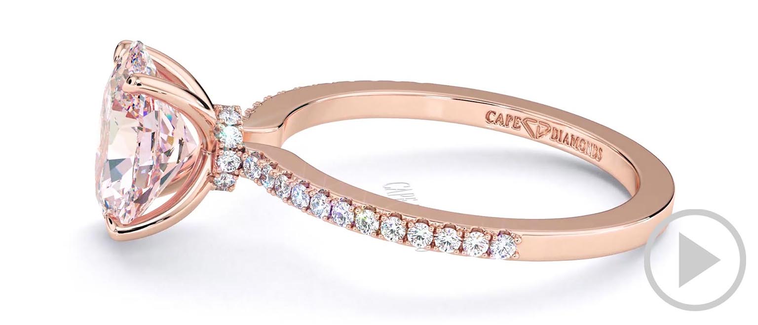 Morganite Engagement Ring With Hidden Halo And Side Stones Rose Gold top video