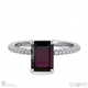 black natural diamond low hidden halo emerald cut engagement ring white gold with 9k white gold metal and emerald shape diamond