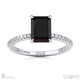black natural diamond low hidden halo emerald cut engagement ring white gold with 9k white gold metal and emerald shape diamond