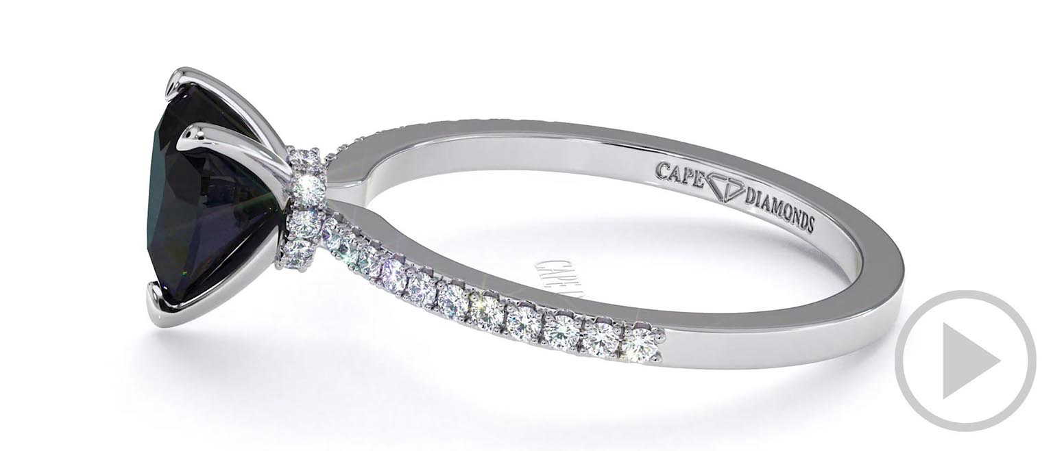 Black Natural Diamond Low Hidden Halo Heart Cut Engagement Ring White Gold top video