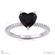 black natural diamond low hidden halo heart cut engagement ring white gold with 9k white gold metal and heart shape diamond