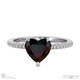 black natural diamond low hidden halo heart cut engagement ring white gold with 9k white gold metal and heart shape diamond