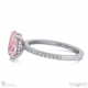 pink natural diamond oval cut hidden halo sidestones engagement ring white gold with 18k white gold metal and oval shape diamond