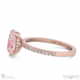 pink natural diamond hidden halo oval side stone engagement ring rose gold with 9k rose gold metal and oval shape diamond