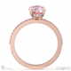pink natural diamond hidden halo oval side stone engagement ring rose gold with 9k rose gold metal and oval shape diamond