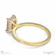 pink natural diamond hidden halo emerald cut side stone engagement ring yellow gold with 18k yellow gold metal and emerald shape diamond